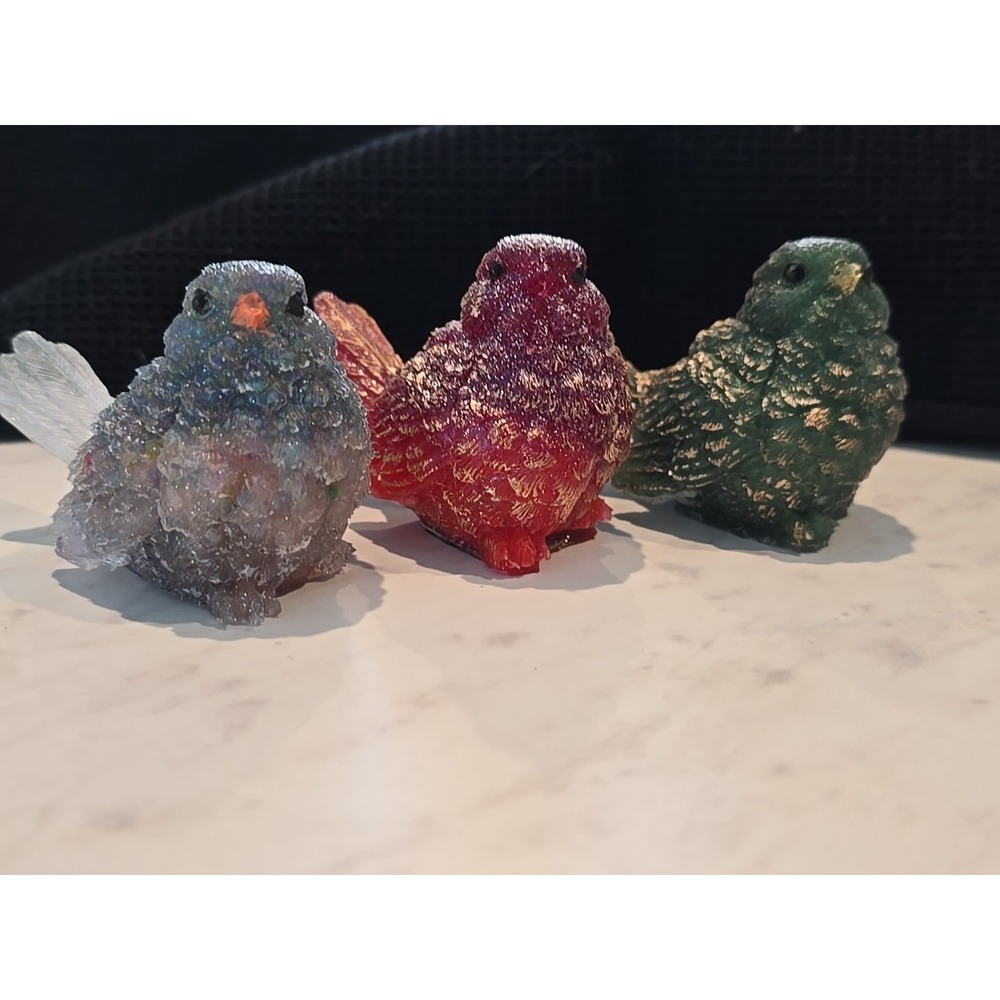 Handmade Resin Birds Blue White Red‎ Green Decoration Gift 670
